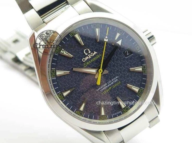 0822 QuickDry Aqua Terra ‘James Bond’ SS JHF Best Edition Blue Dial On SS Bracelet A 8203